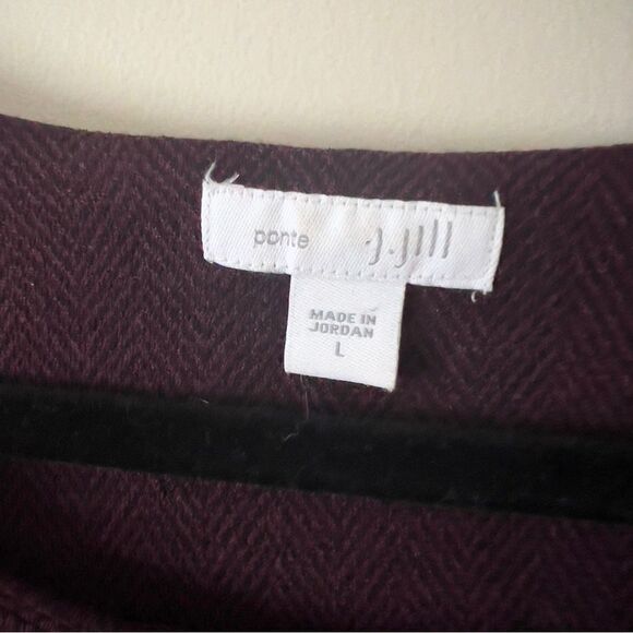 J. Jill Ponte 3/4 Sleeve Burgundy Herringbone Knit Pockets Shift Dress Large - Picture 3 of 7